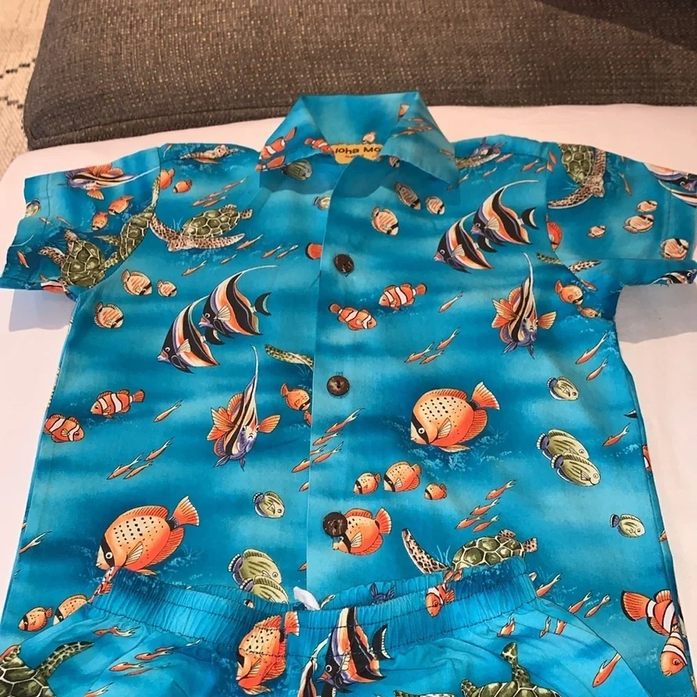 Gently Loved Toddler Aloha Mo’i Short Set Adorableble